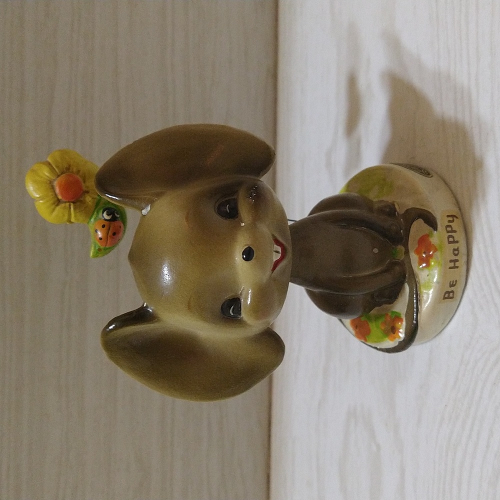 Vintage Ceramic Josef Originals Mouse Bobble Head "Be Happy" Ceramic Paperweight